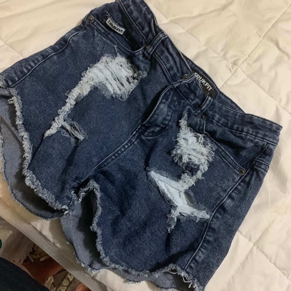 Ripped jean shorts